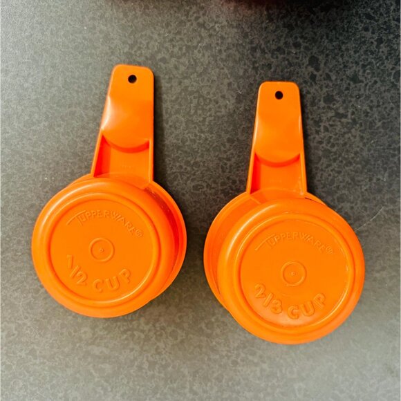 Vintage 1980s Retro Tupperware Measuring Cups Set of 6 Farmhouse Orange - Picture 9 of 10